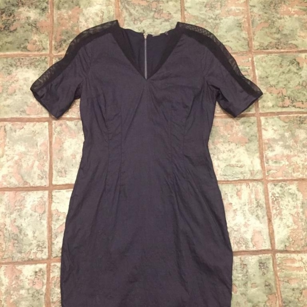 Elie Tahari navy dress with mesh detail